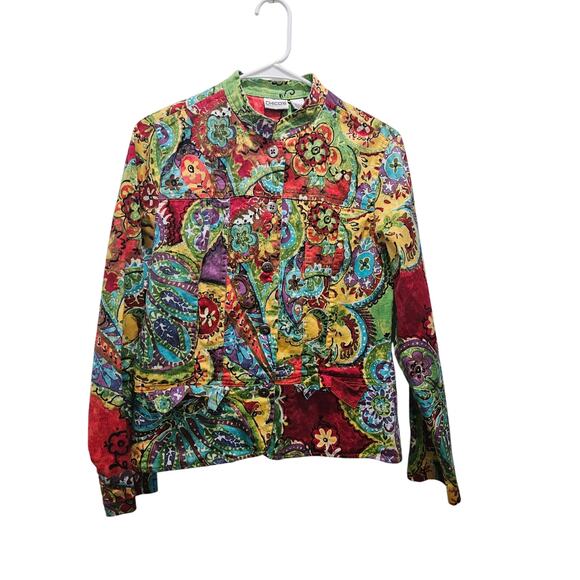 Chico's Paisley Art to Wear Floral Jacket Blazer Size O - Picture 1 of 15